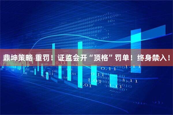 鼎坤策略 重罚！证监会开“顶格”罚单！终身禁入！